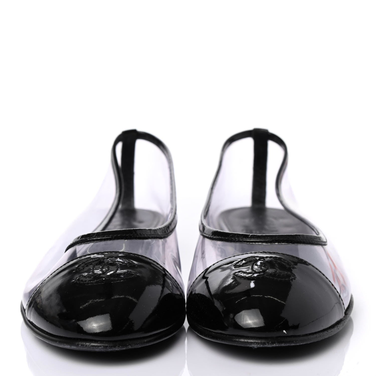 Chanel PVC Patent Calfskin Cap Toe Ballerina Flats 38.5 Black 2 of 4