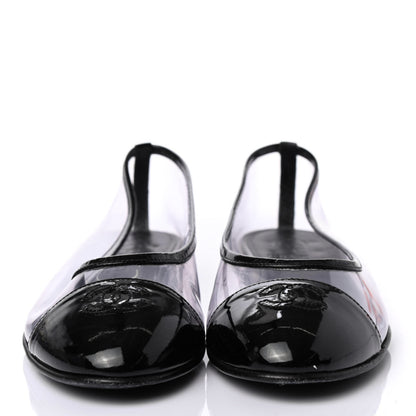 Chanel PVC Patent Calfskin Cap Toe Ballerina Flats 38.5 Black 2 of 4
