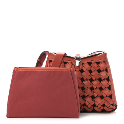 Salvatore Ferragamo Woven Calfskin New Line Shoulder Bag Copper Bronze 3 of 15
