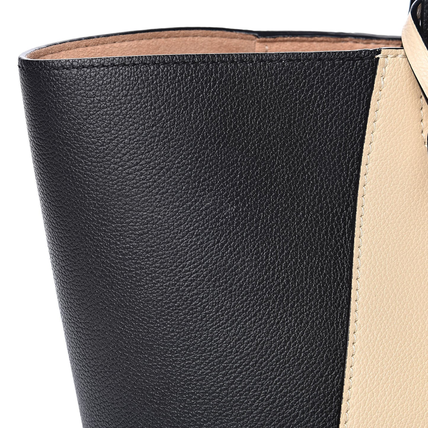 Calfskin Lockme Go Tote Black Vanilla