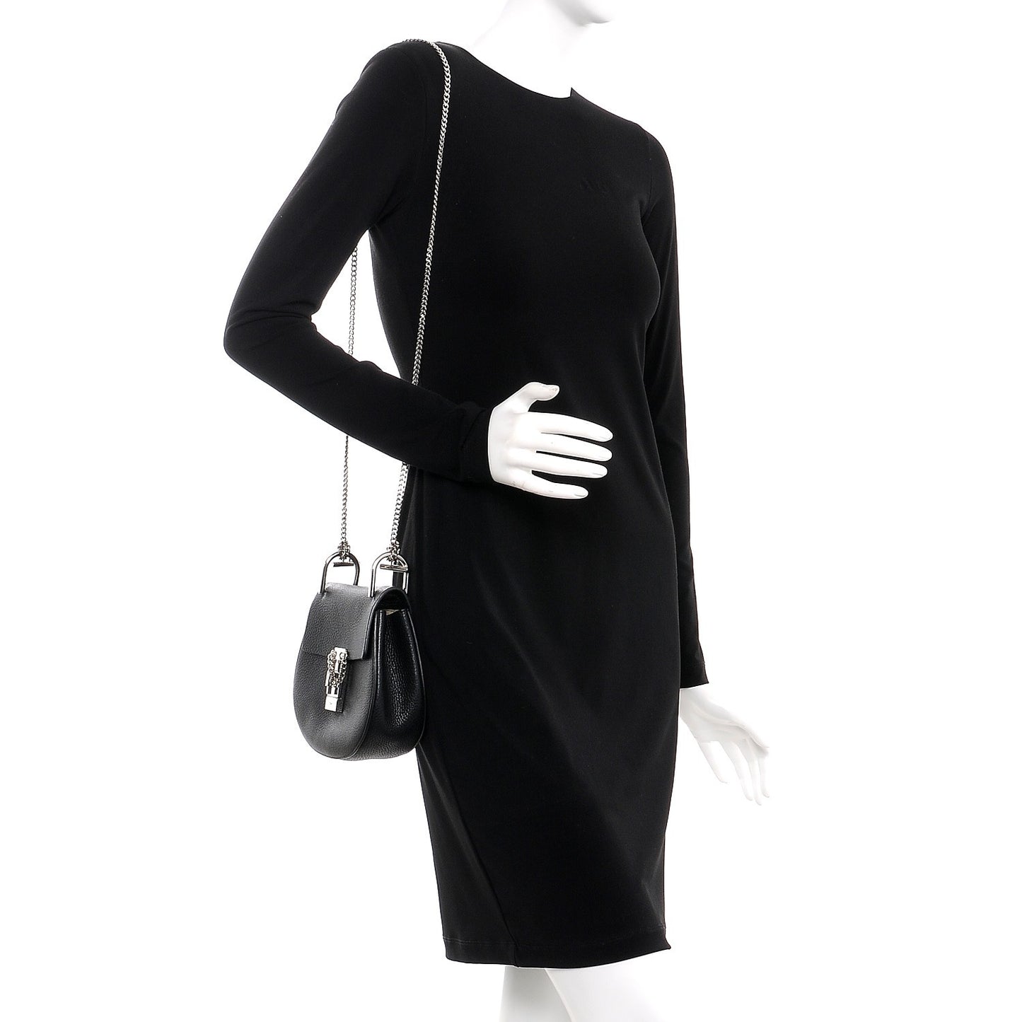 Grained Lambskin Mini Drew Shoulder Bag Black