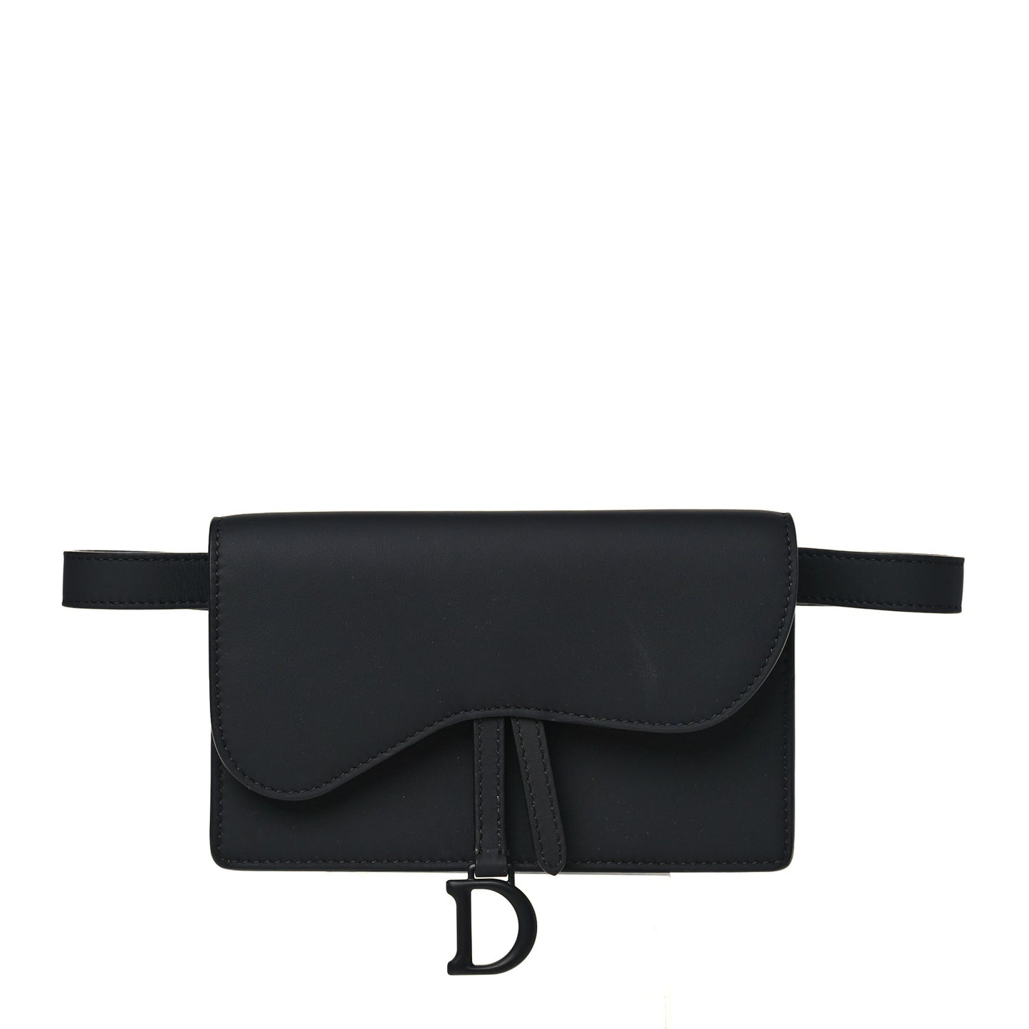 Ultra Matte Calfskin Saddle Belt Clutch Black