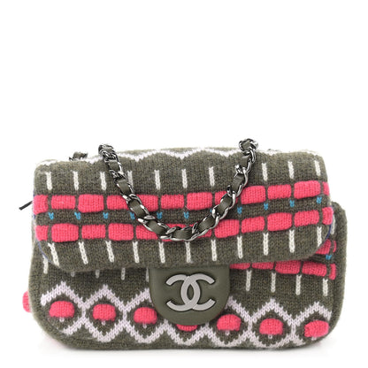 Chanel Cashmere Knit Extra Mini Single Flap Khaki Multicolor 1 of 9