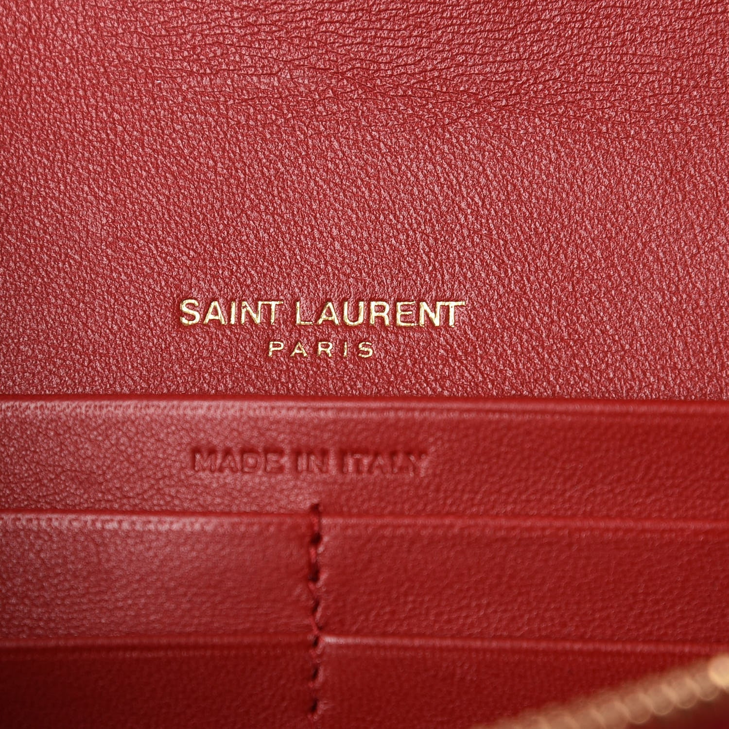 Saint Laurent Lambskin Matelasse Monogram Vicky Chain Wallet Rouge Eros 6 of 11