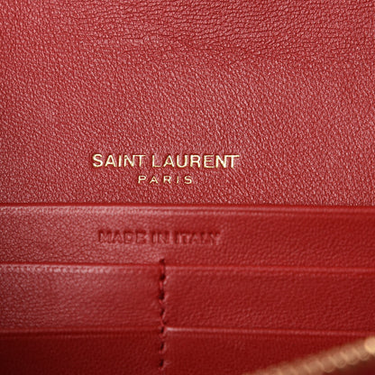 Saint Laurent Lambskin Matelasse Monogram Vicky Chain Wallet Rouge Eros 6 of 11