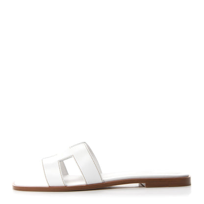 Hermes Box Calfskin Oran Sandals 40 White 1 of 9