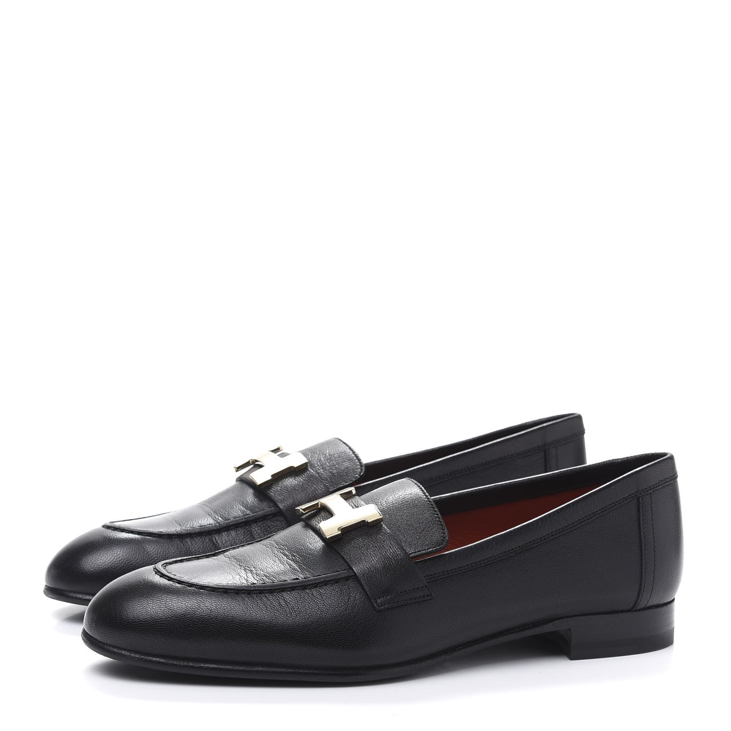 Hermes Goatskin Womens Paris Loafers 36 Black 3 of 9