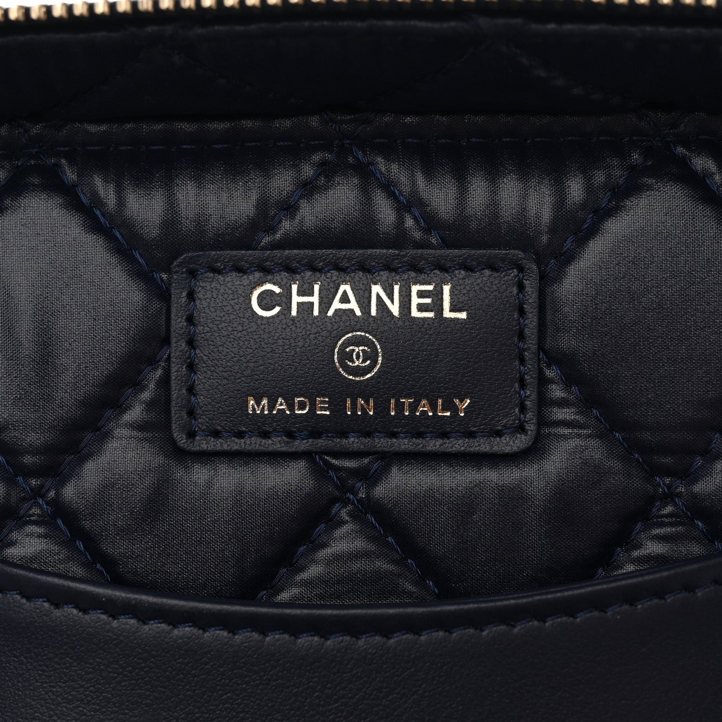 Caviar Quilted Large Vanity Pouch Navy