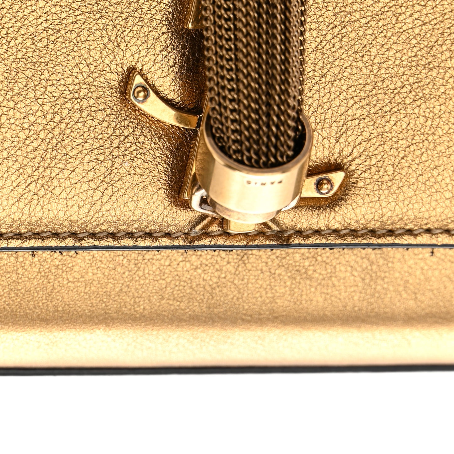 Metallic Calfskin Small Classic Monogram Kate Tassel Satchel Gold