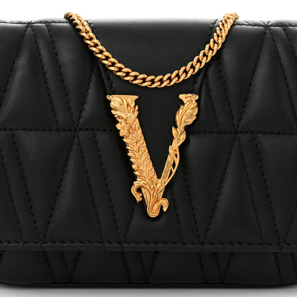 Versace Nappa Quilted Virtus Evening Bag Black 7 of 10