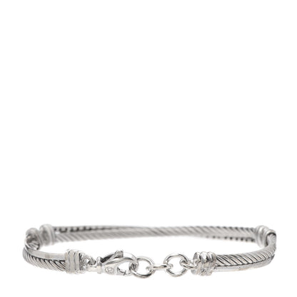 David Yurman Sterling Silver Diamond 3mm Crossover Bracelet 3 of 5
