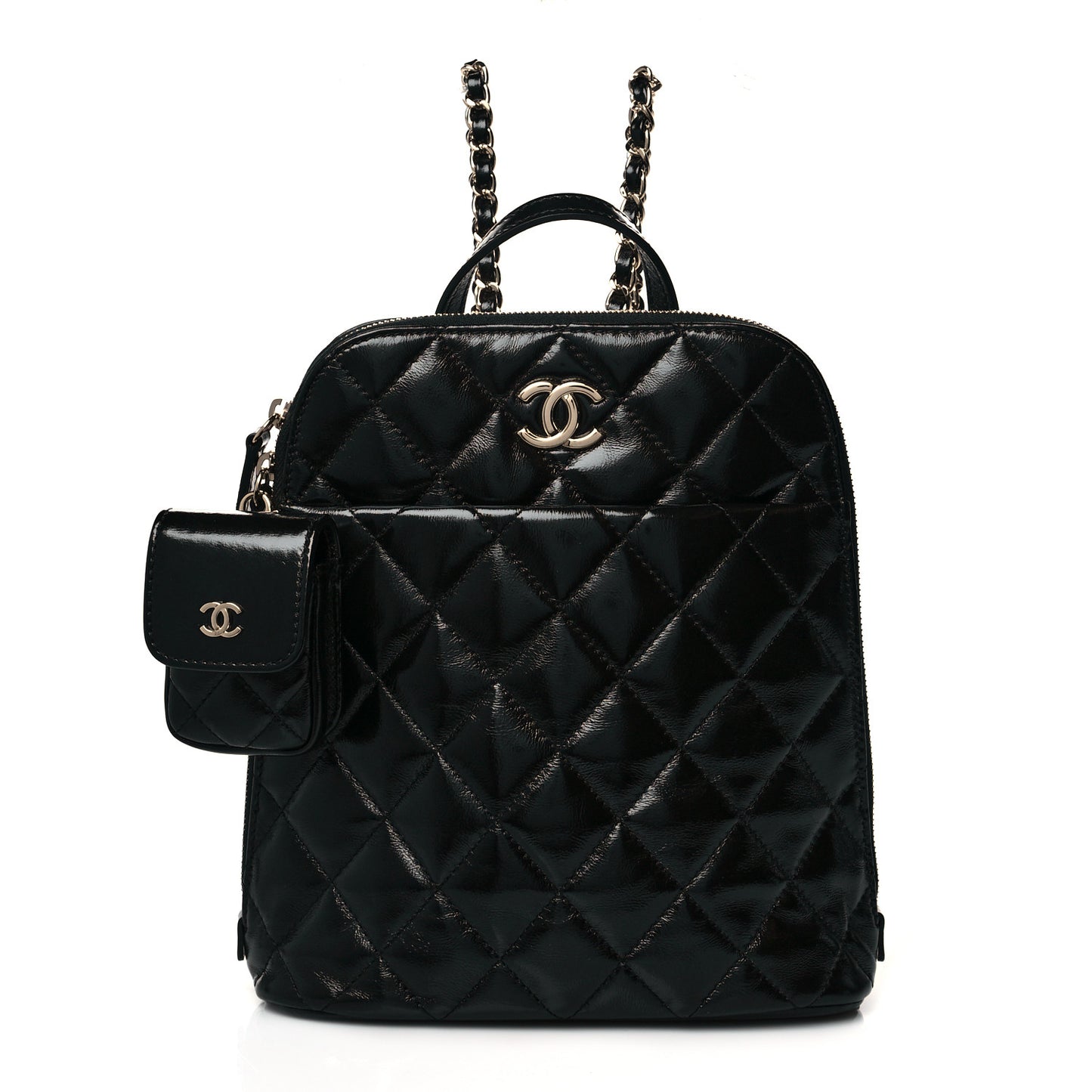 Shiny Calfskin My Pocket Backpack Black