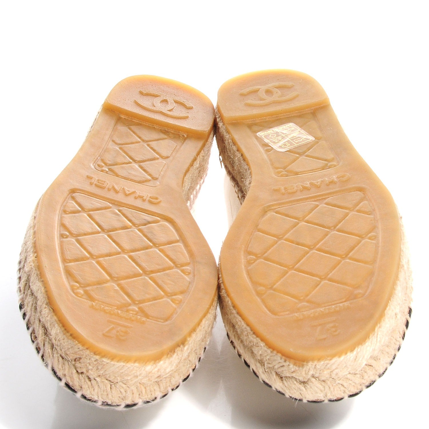 Chanel Lambskin Espadrilles 37 White Black 4 of 6