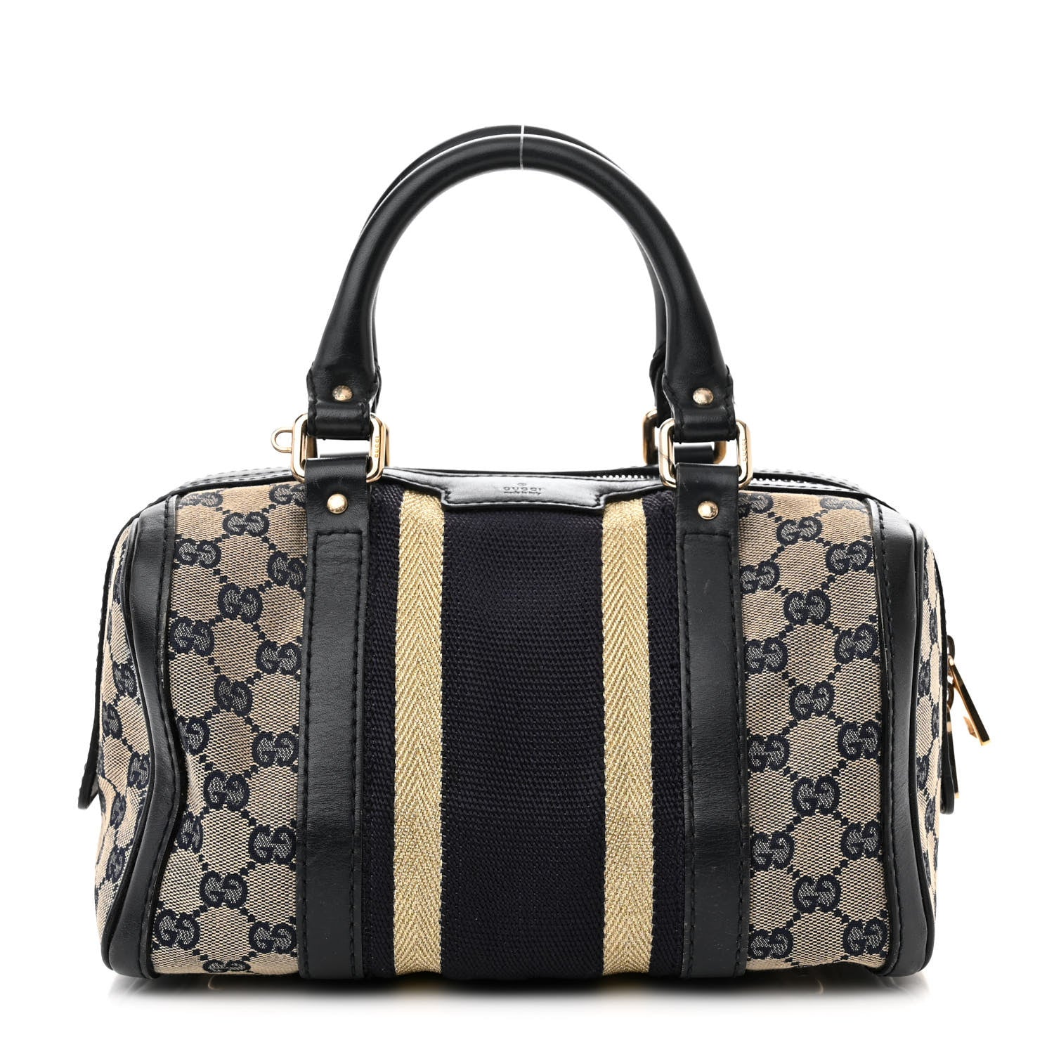 Gucci Monogram Vintage Web Small Boston Navy 1 of 18