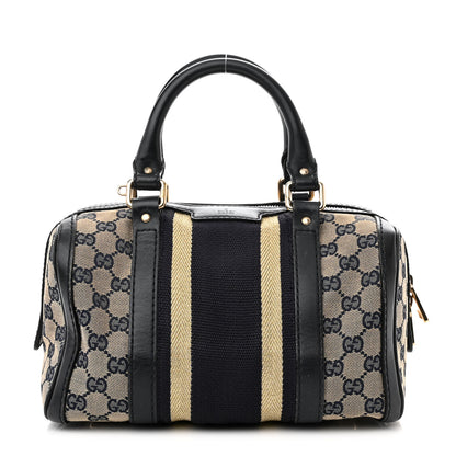 Gucci Monogram Vintage Web Small Boston Navy 1 of 18