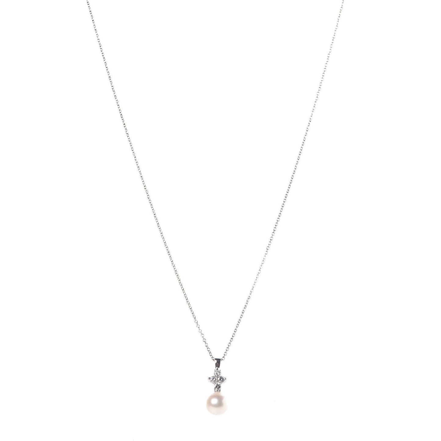 Platinum Pearl Diamond Pendant Necklace