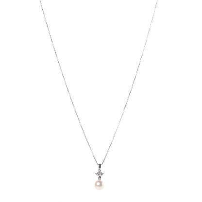 Tiffany Platinum Pearl Diamond Pendant Necklace 1 of 7