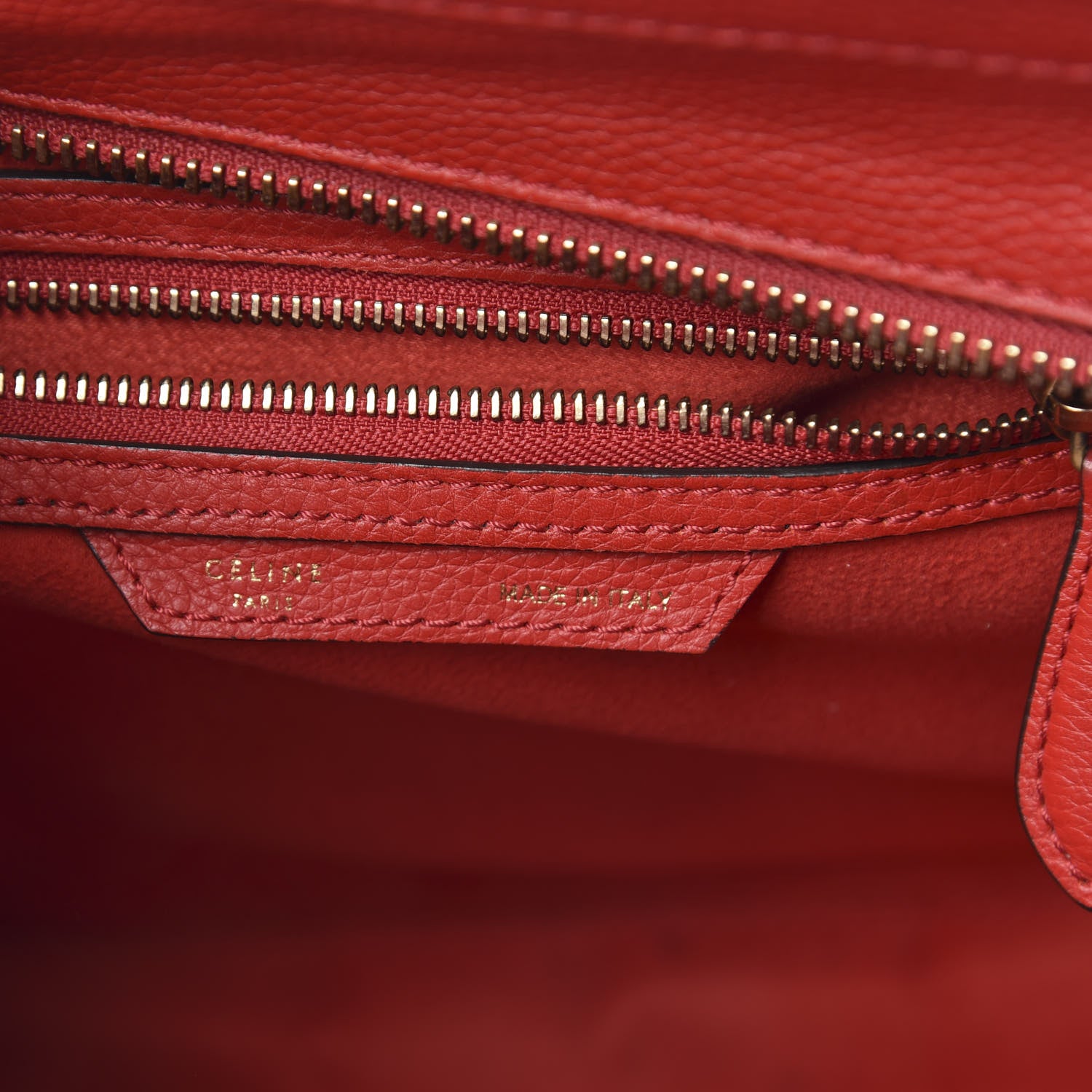 Celine Drummed Calfskin Micro Luggage Coquelicot 5 of 21