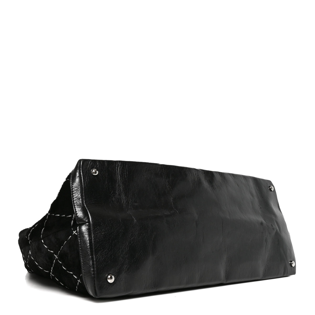 Chanel Pony Hair Double Contrast Stitch Tote Black 4 of 10