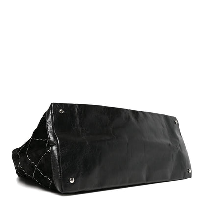 Chanel Pony Hair Double Contrast Stitch Tote Black 4 of 10