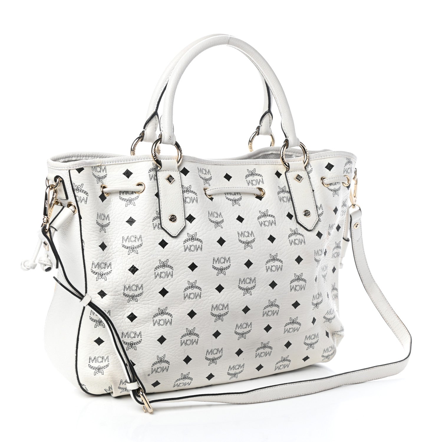 MCM Visetos Drawstring Bag White 3 of 10