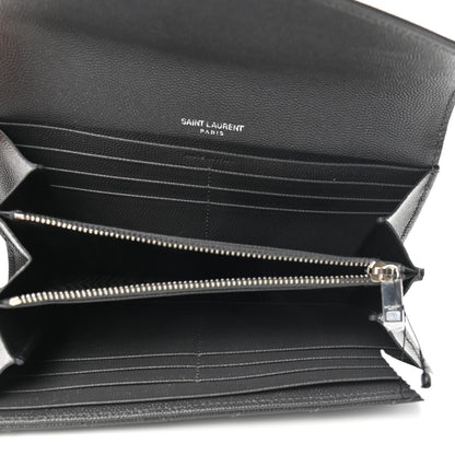 Saint Laurent Grain De Poudre Matelasse Chevron Monogram Flap Wallet Storm 5 of 8