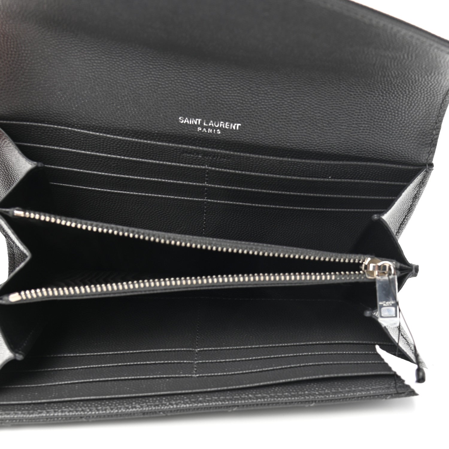 Saint Laurent Grain De Poudre Matelasse Chevron Monogram Flap Wallet Storm 5 of 8