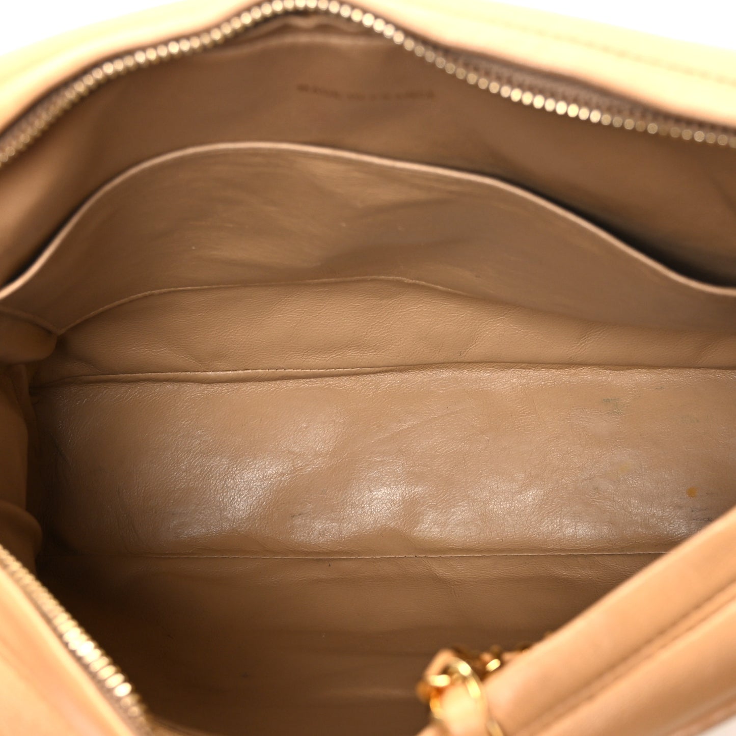 Lambskin Quilted Flap Camera Case Beige Clair