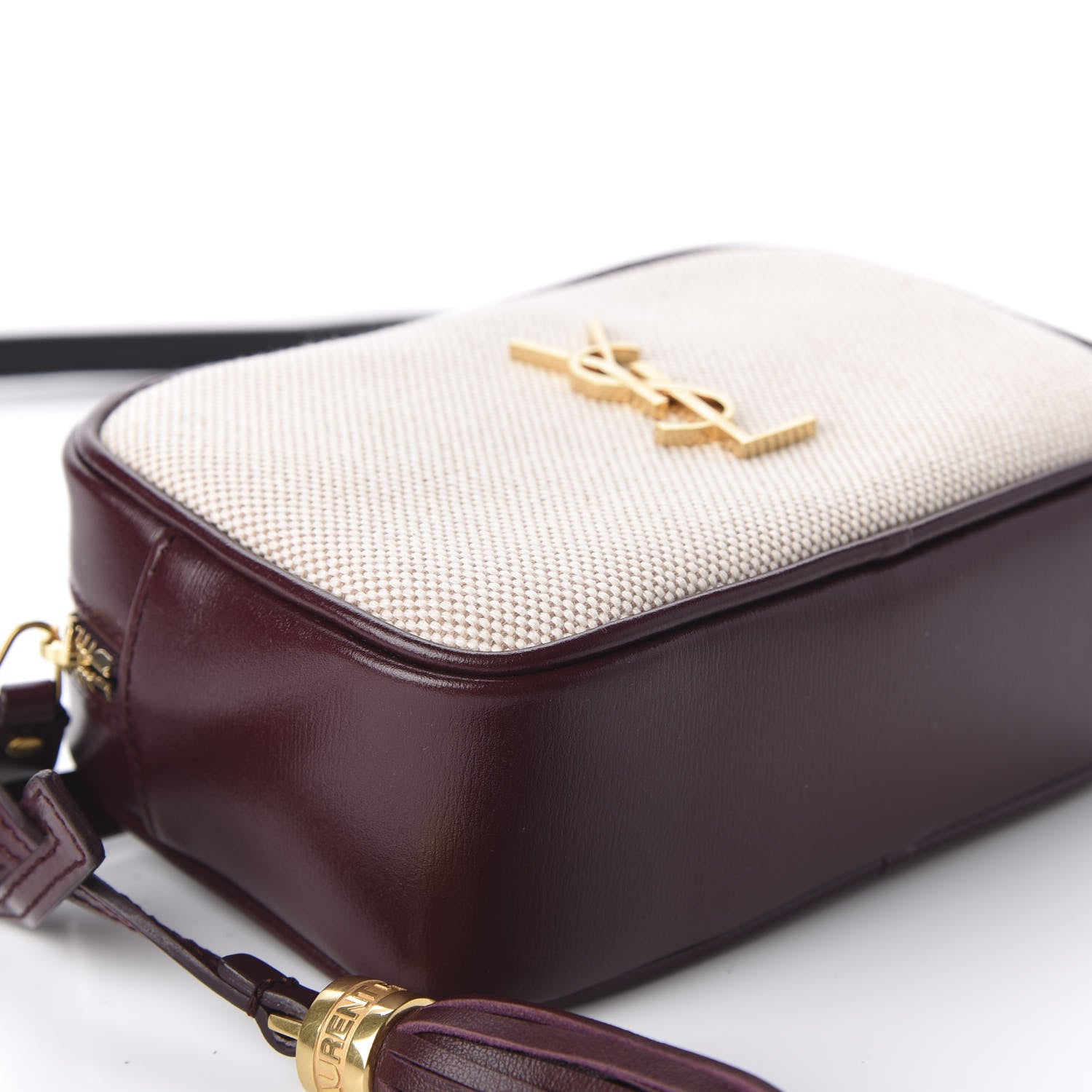 Saint Laurent Calfskin Canvas Monogram Lou Belt Bag Natural Dark Legion Red 6 of 10