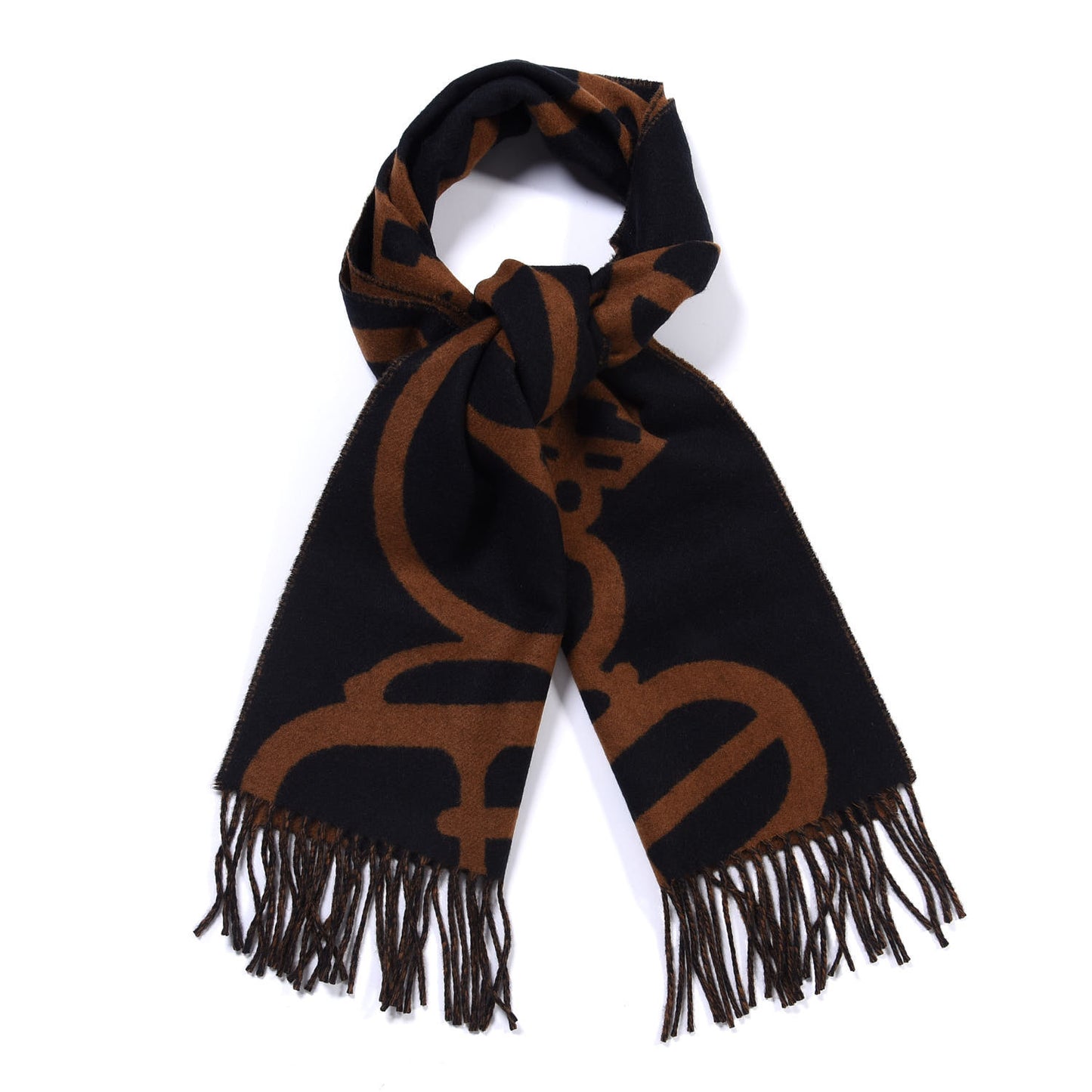 Cashmere Boucles et Camails Muffler Marine Caramel