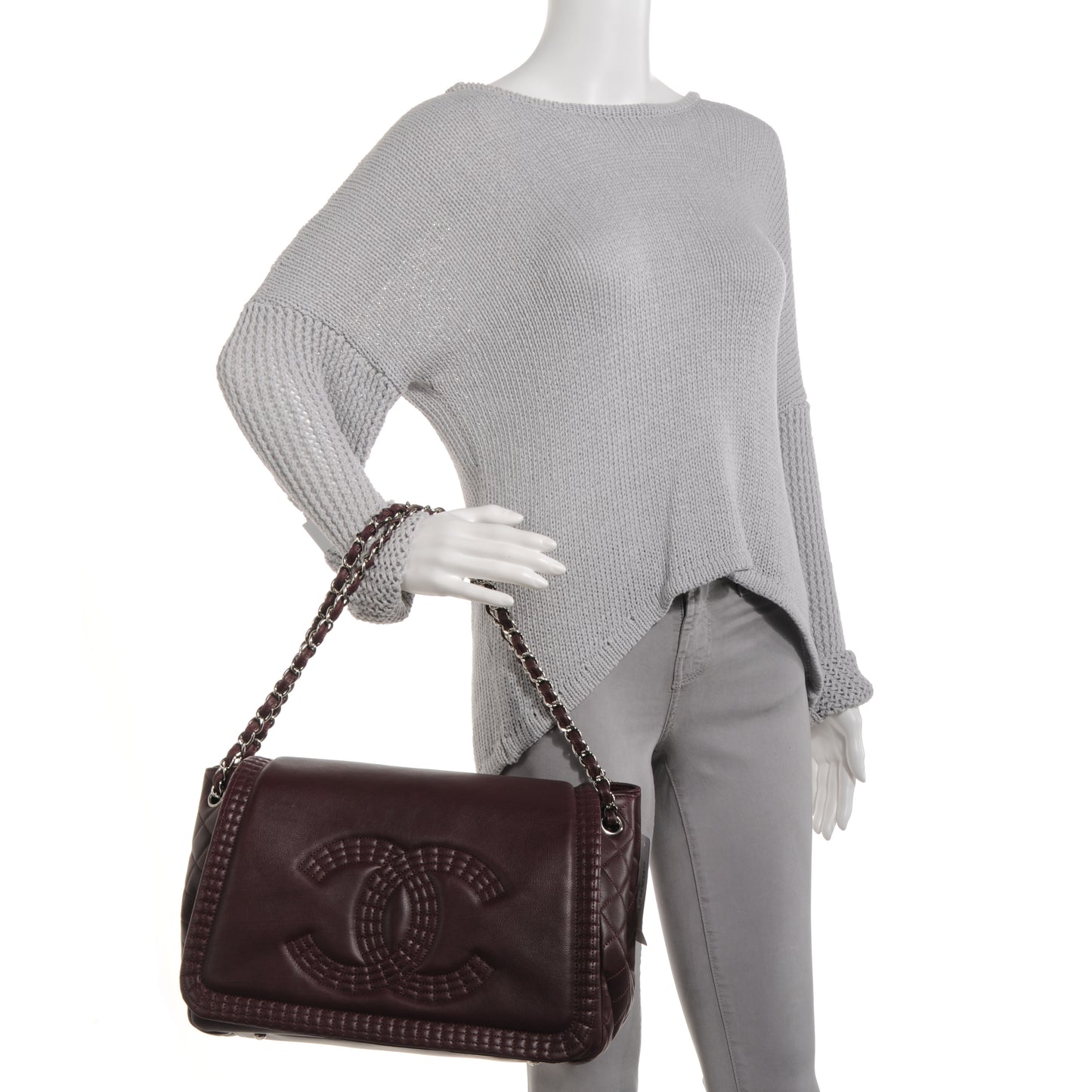 Calfskin Coco Bengal Accordion Flap Plum