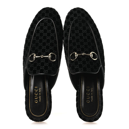 Gucci Velvet GG Monogram Womens Princetown Slippers 37.5 Black 2 of 12