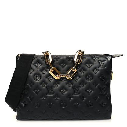 Louis Vuitton Lambskin Embossed Monogram Coussin MM Black 1 of 11