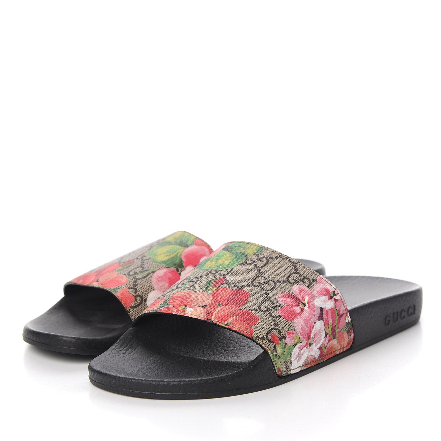 Gucci GG Supreme Monogram Blooms Slide Sandals 37 Beige Multicolor 3 of 9