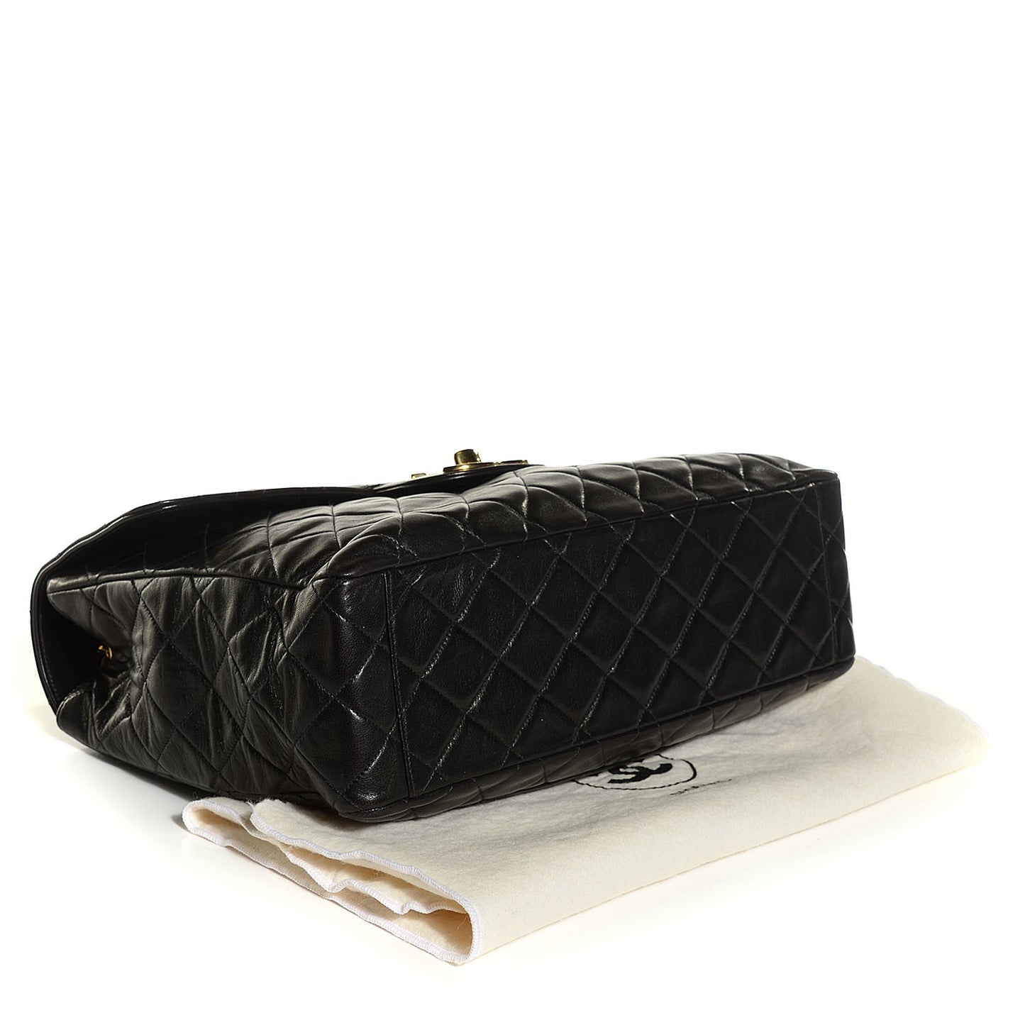 Lambskin Quilted XL Jumbo Flap Black