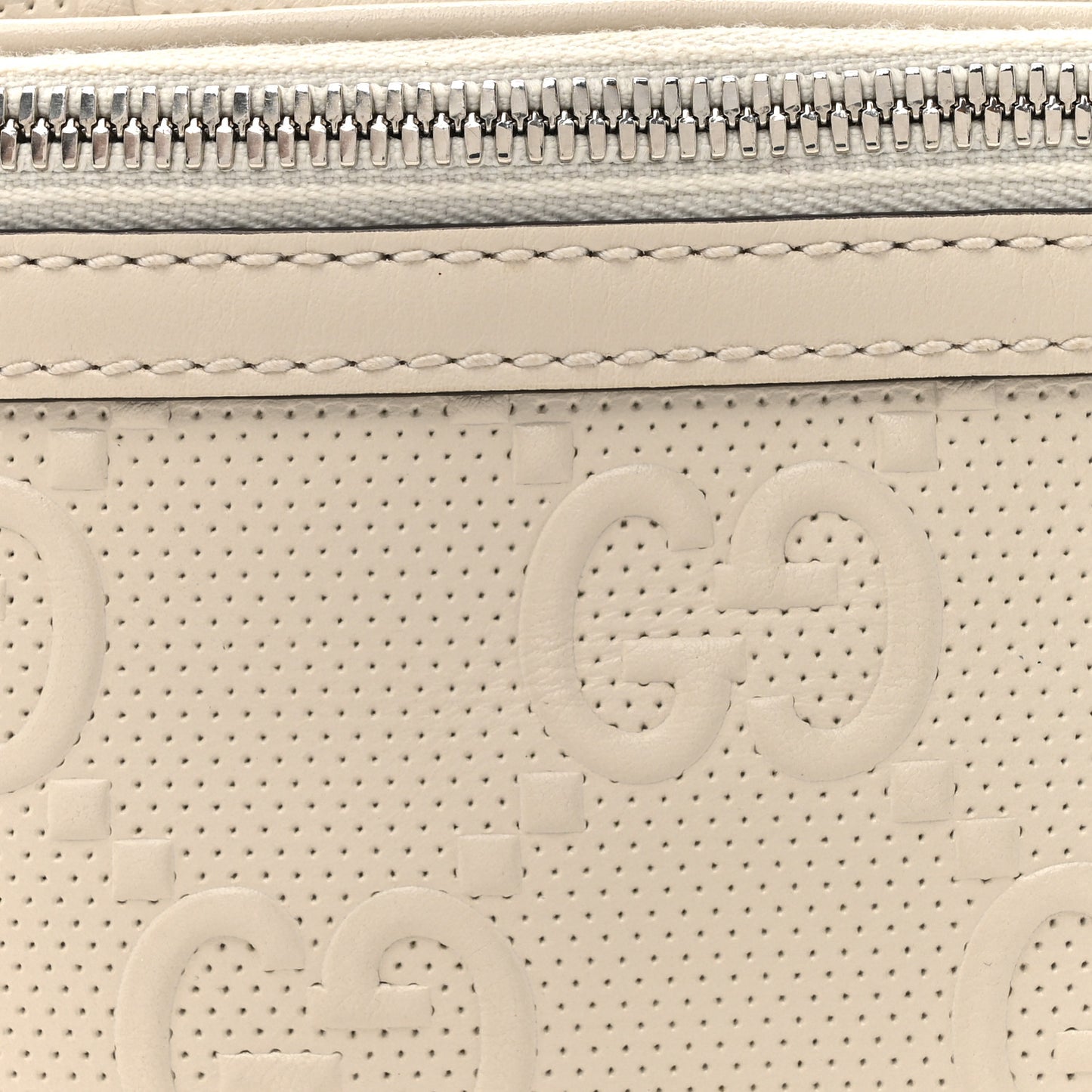 Calfskin GG Tennis Embossed Belt Bag Mystic White