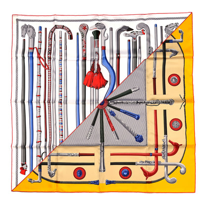 Hermes Silk Cannes Et Cannes Scarf 90 Blanc Beige Bleu 1 of 4