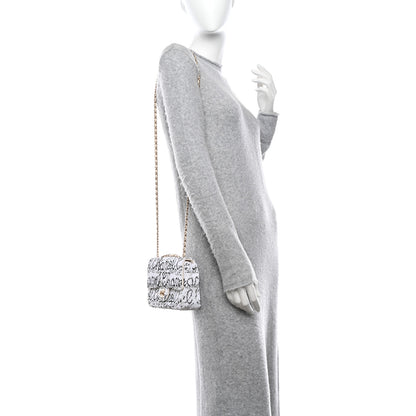 Chanel Sequin Logo Mini Rectangular Flap White Black 2 of 12