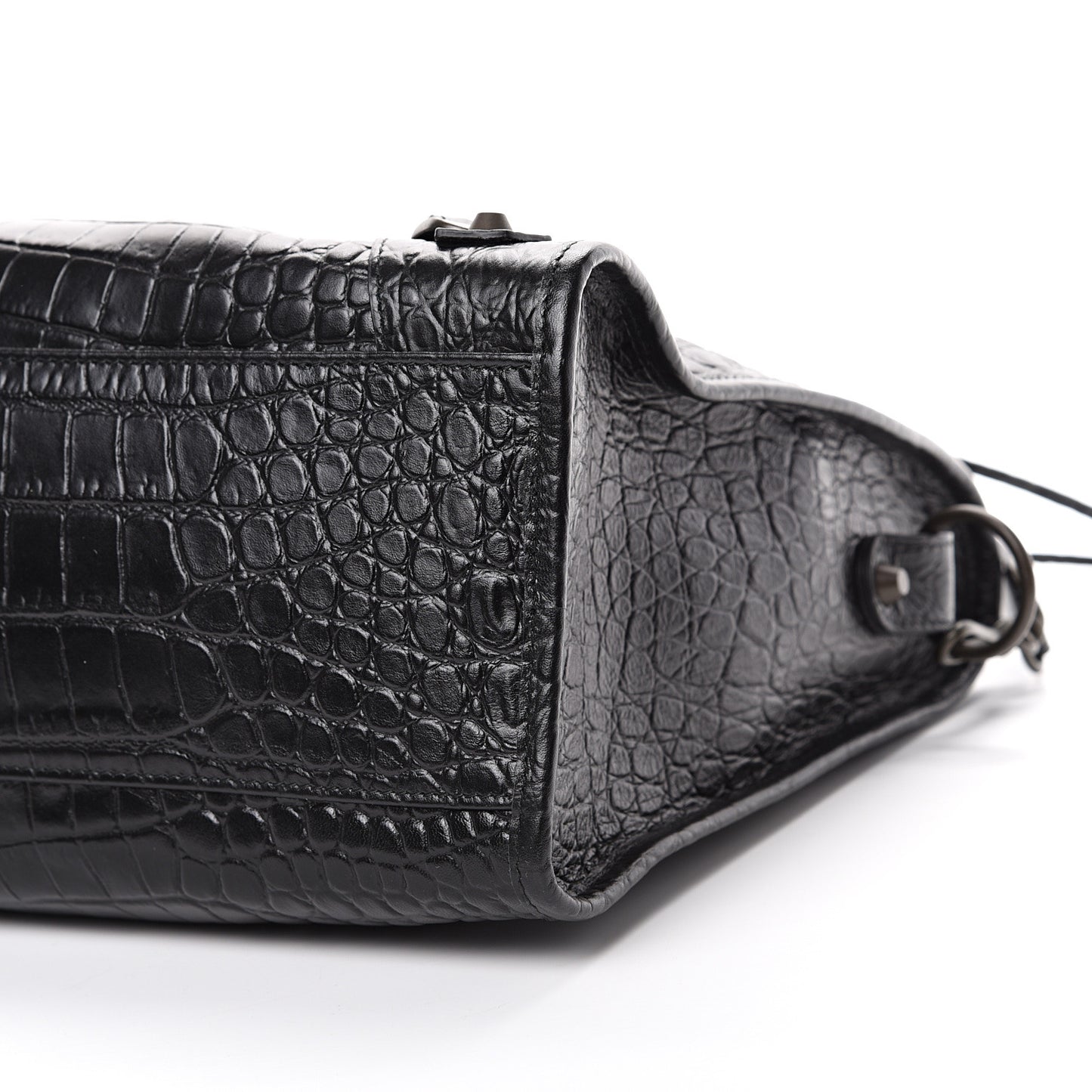 Calfskin Crocodile Embossed Classic Hardware City Black