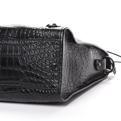 Balenciaga Calfskin Crocodile Embossed Classic Hardware City Black 9 of 9