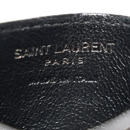 Saint Laurent Grain De Poudre Matelasse Chevron Monochrome Monogram Credit Card Case Black 6 of 9