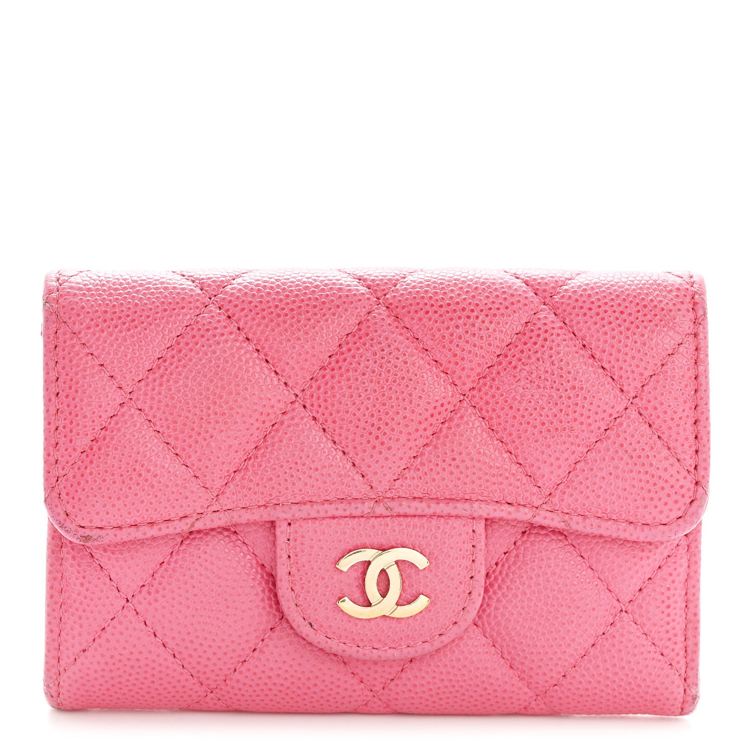 Chanel Caviar Quilted Flap Card Holder Wallet Pink 1 of 12