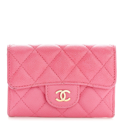 Chanel Caviar Quilted Flap Card Holder Wallet Pink 1 of 12