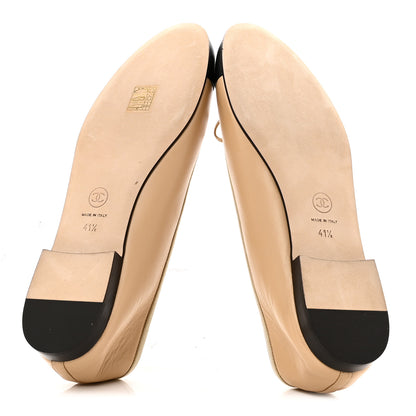 Chanel Lambskin Cap Toe CC Ballerina Flats 41.5 Beige Black 7 of 9