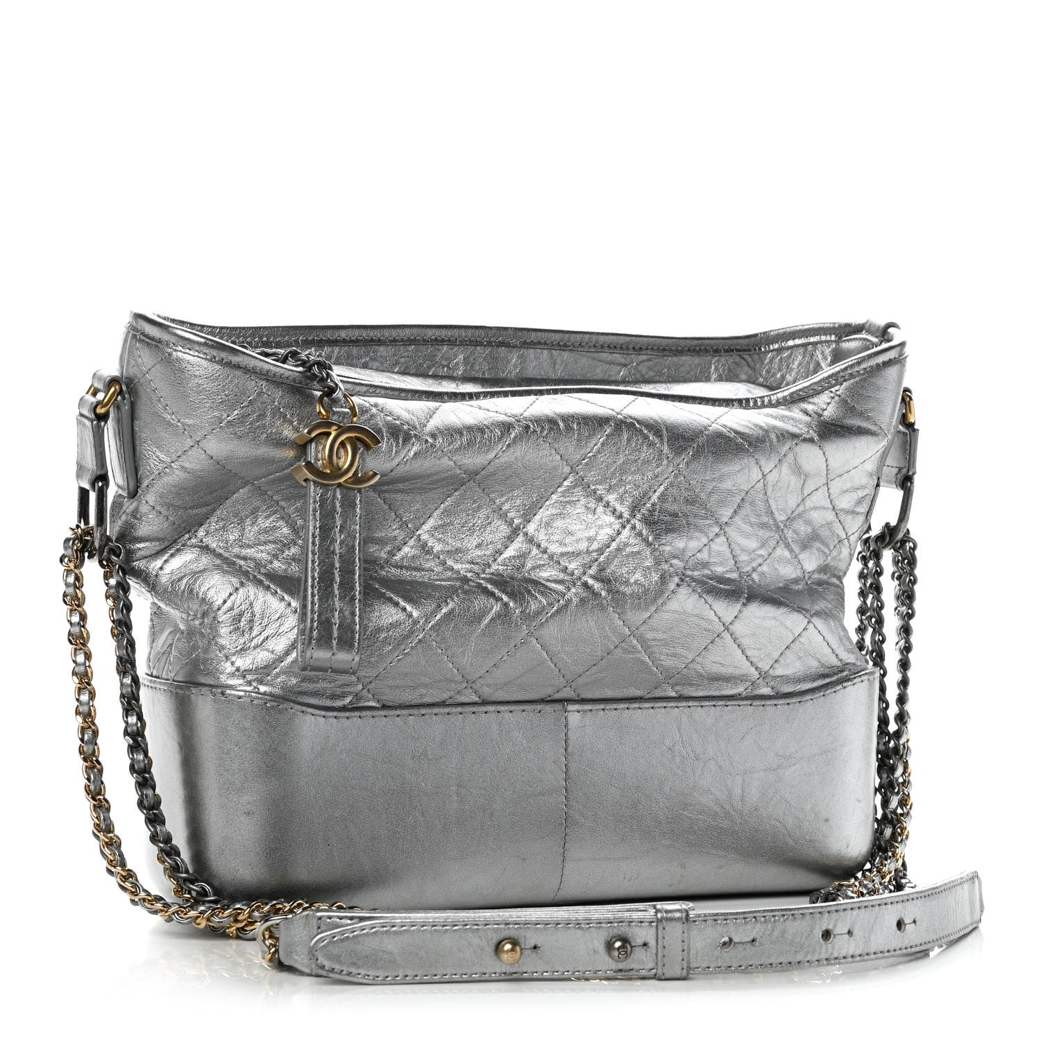 Chanel Metallic Aged Calfskin Quilted Medium Gabrielle Silver 2 of 13