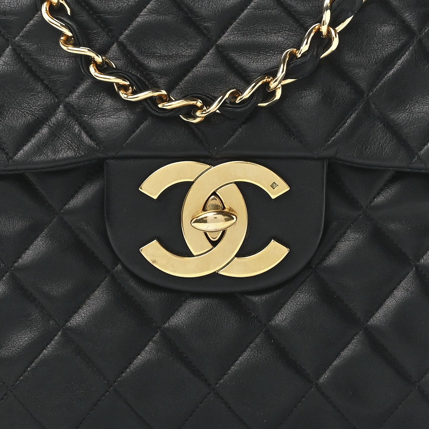 Lambskin Quilted XL Jumbo Single Flap Black