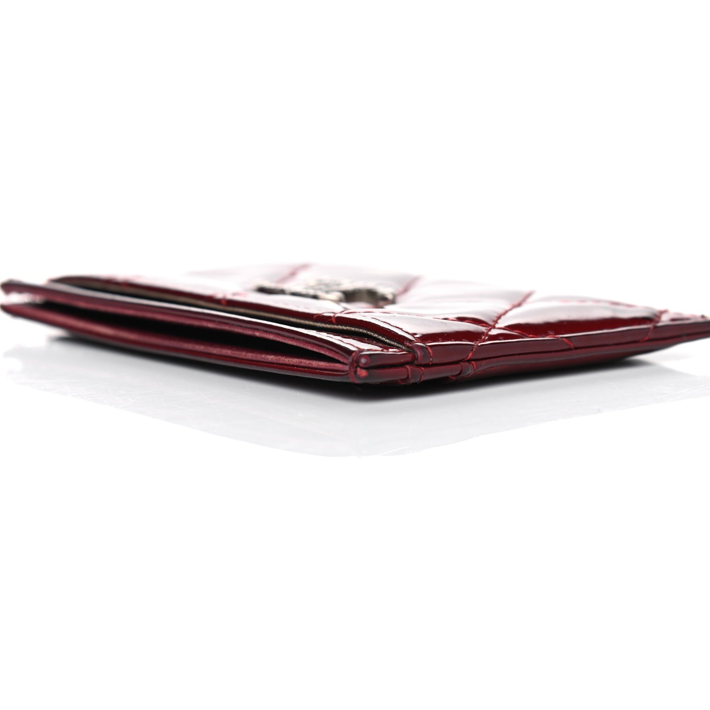 Patent Quilted Brilliant Card Holder Red