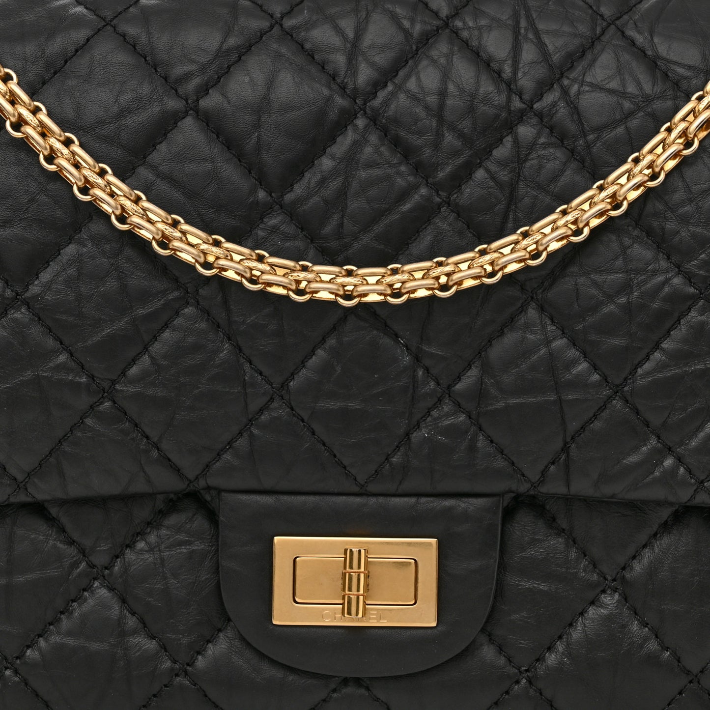 Aged Calfskin Quilted 2.55 Reissue 227 Flap Black