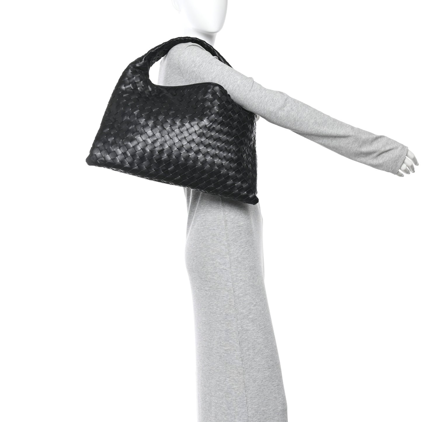 Calfskin Intrecciato Small Hop Black