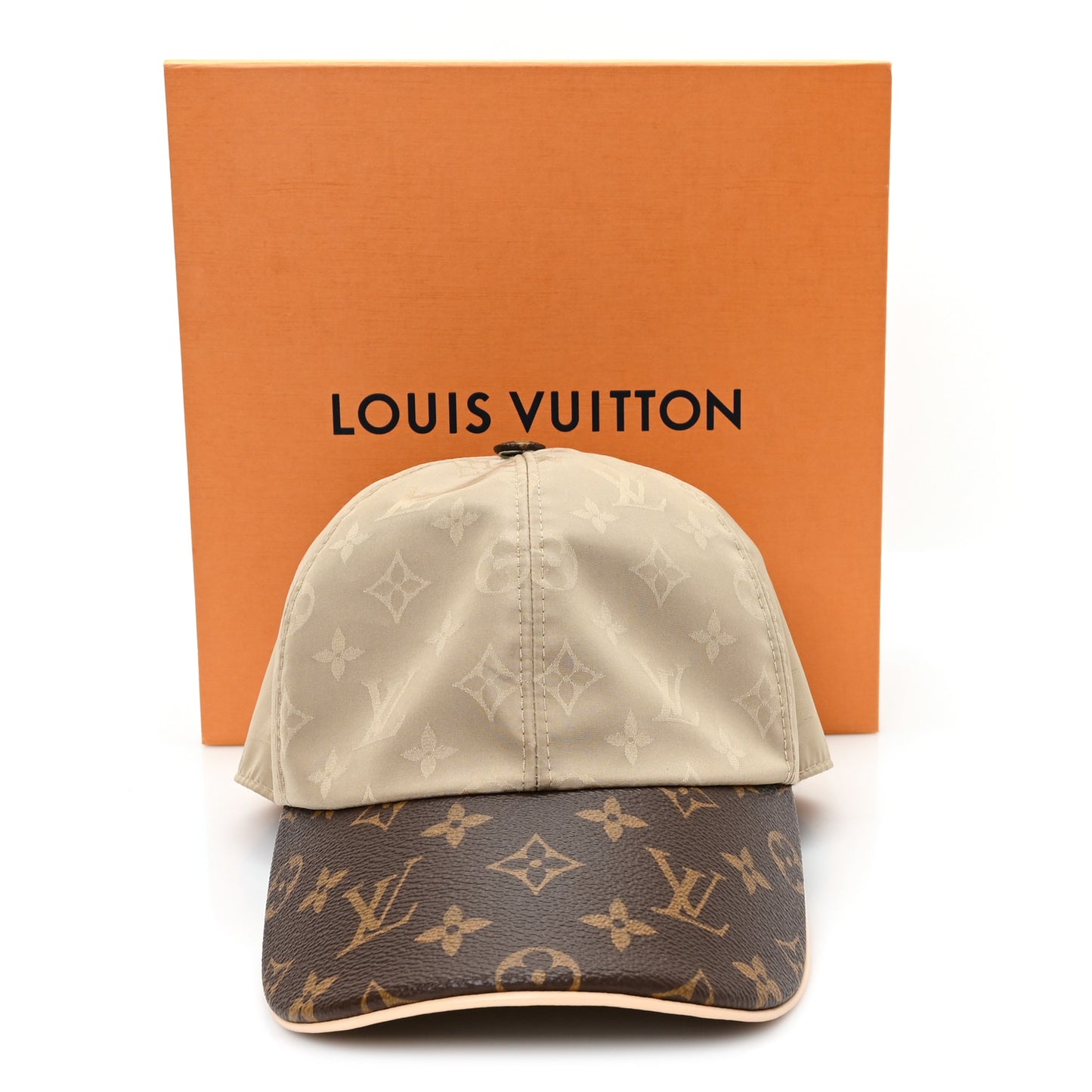 Polyester Silk Monogram LV Get Ready Cap L Beige